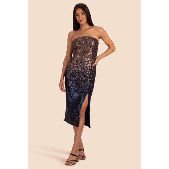 💕TRINA TURK💕 Stella Dress ~ Supernova Sequin Moonstone/Midnight Ombre 8 NWT - Picture 4 of 16